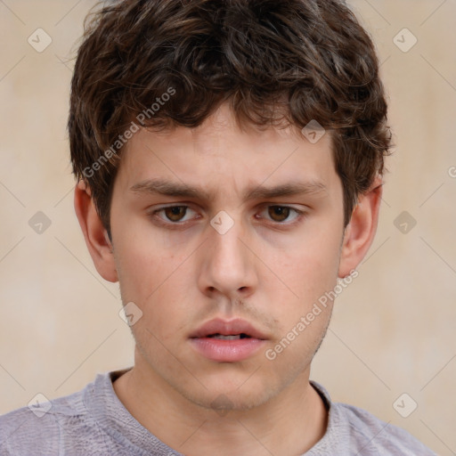 Neutral white child male with short  brown hair and brown eyes