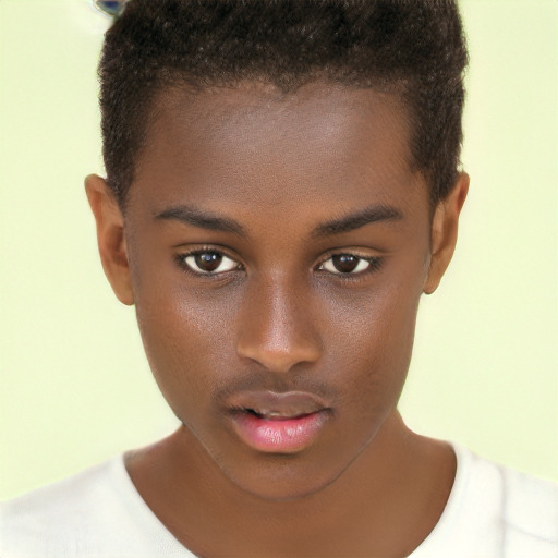 Neutral black young-adult female with short  brown hair and brown eyes