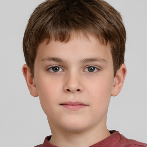 Neutral white child male with short  brown hair and brown eyes