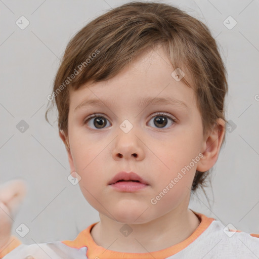 Neutral white child female with medium  brown hair and brown eyes