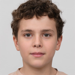 Neutral white child male with short  brown hair and brown eyes