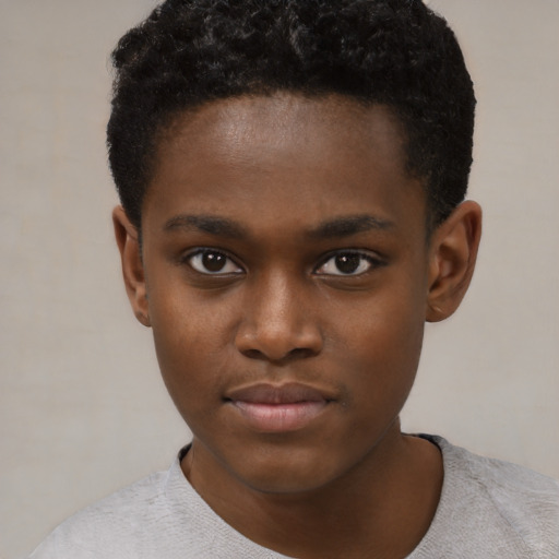 Neutral black child male with short  brown hair and brown eyes