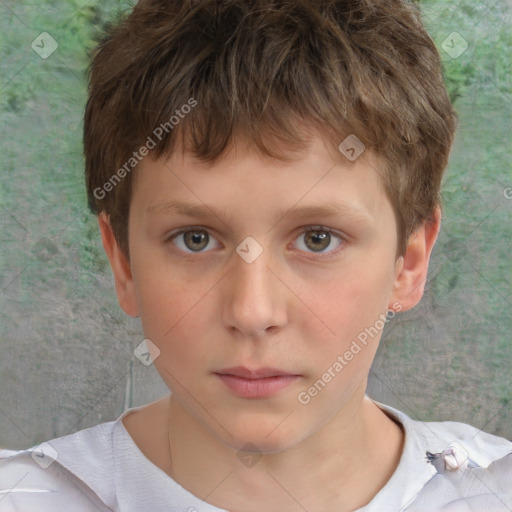 Neutral white child male with short  brown hair and brown eyes