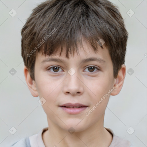 Neutral white child male with short  brown hair and brown eyes