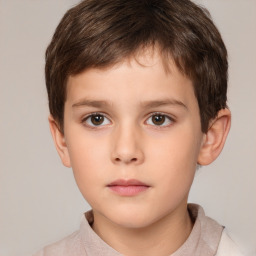 Neutral white child male with short  brown hair and brown eyes