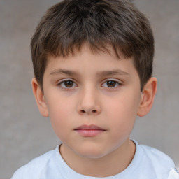 Neutral white child male with short  brown hair and brown eyes