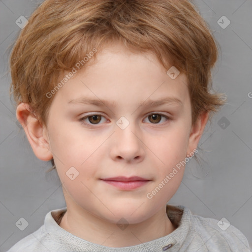 Neutral white child male with short  brown hair and brown eyes