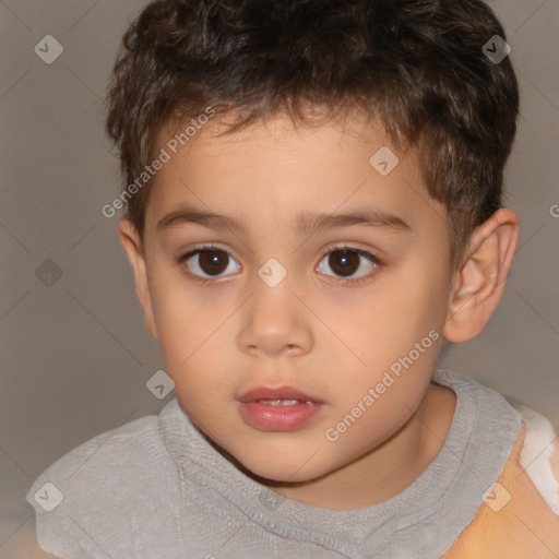 Neutral white child male with short  brown hair and brown eyes