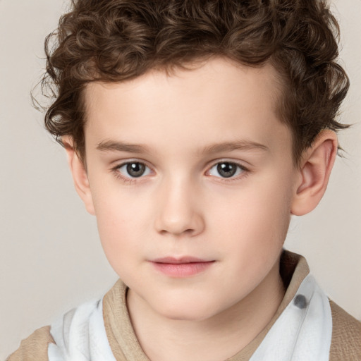 Neutral white child male with short  brown hair and brown eyes