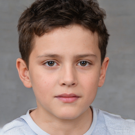 Neutral white child male with short  brown hair and brown eyes