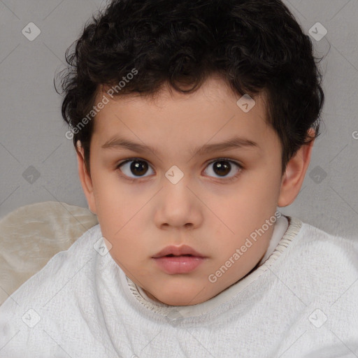 Neutral white child male with short  brown hair and brown eyes