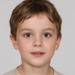 Neutral white child male with short  brown hair and brown eyes