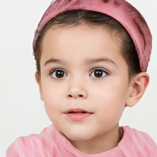 Neutral white child female with short  brown hair and brown eyes