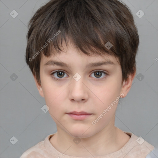 Neutral white child female with short  brown hair and brown eyes