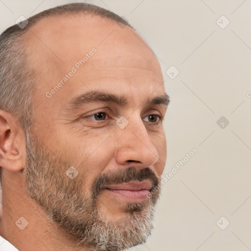 Neutral white adult male with short  brown hair and brown eyes