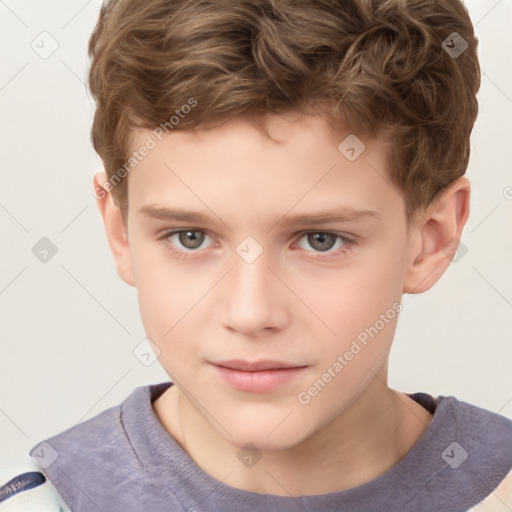 Neutral white child male with short  brown hair and brown eyes