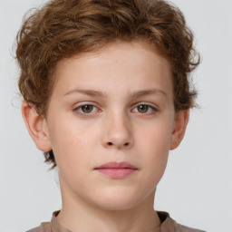 Neutral white child female with short  brown hair and brown eyes