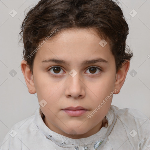 Neutral white child female with short  brown hair and brown eyes