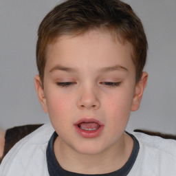 Neutral white child male with short  brown hair and brown eyes