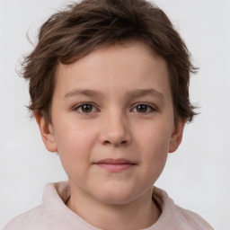 Neutral white child female with short  brown hair and brown eyes