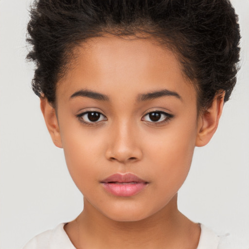 Neutral white child female with short  brown hair and brown eyes