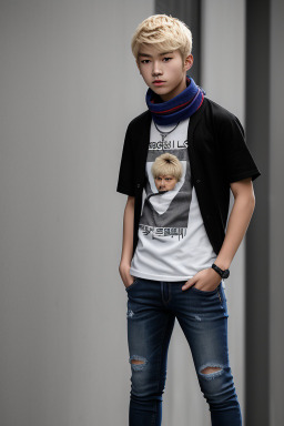 South korean teenager boy with  blonde hair