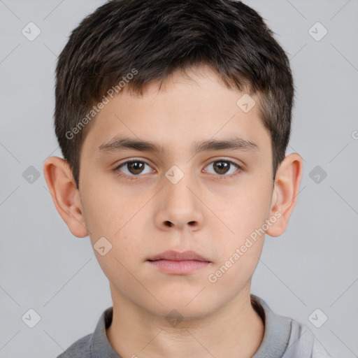 Neutral white child male with short  brown hair and brown eyes