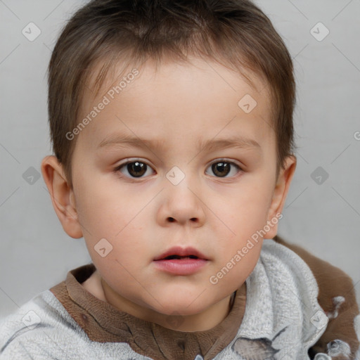 Neutral white child male with short  brown hair and brown eyes