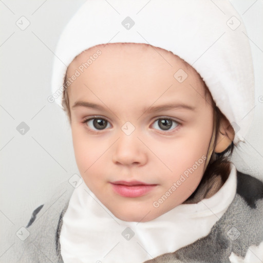 Neutral white child female with short  brown hair and brown eyes