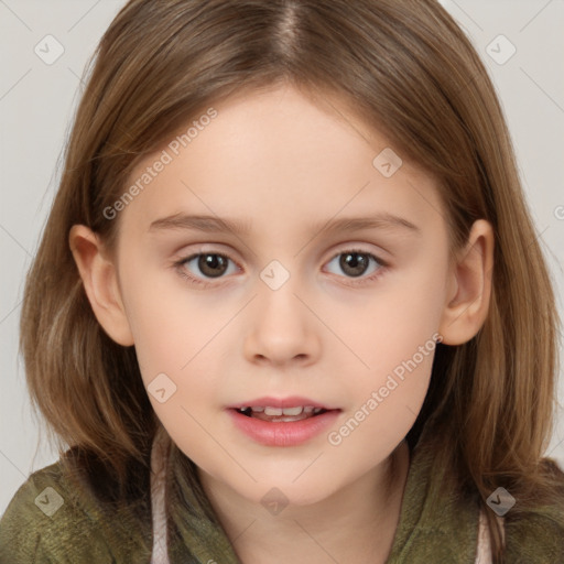 Neutral white child female with medium  brown hair and brown eyes