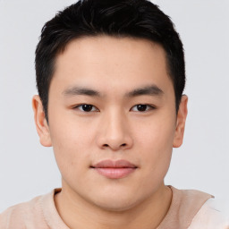 Neutral asian young-adult male with short  brown hair and brown eyes