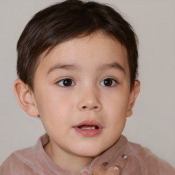 Neutral white child male with short  brown hair and brown eyes