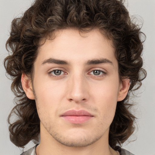 Neutral white young-adult male with medium  brown hair and brown eyes