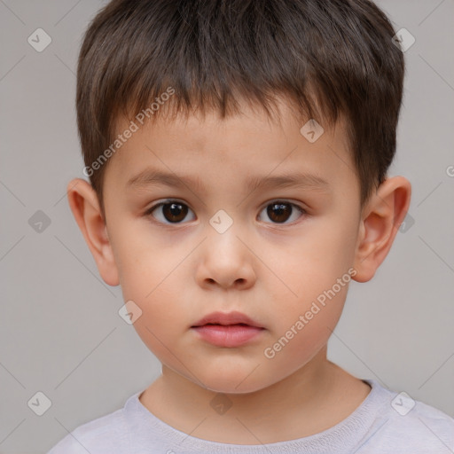 Neutral white child male with short  brown hair and brown eyes