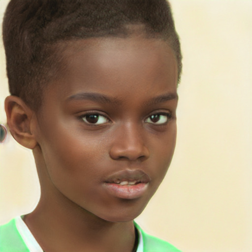 Neutral black child female with short  brown hair and brown eyes