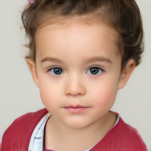 Neutral white child female with short  brown hair and brown eyes