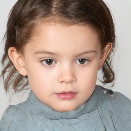 Neutral white child female with medium  brown hair and brown eyes