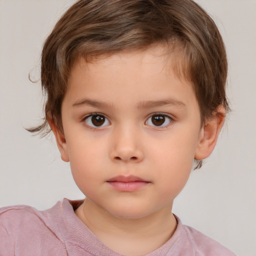 Neutral white child male with medium  brown hair and brown eyes