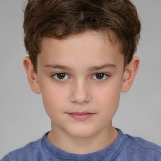 Neutral white child male with short  brown hair and brown eyes