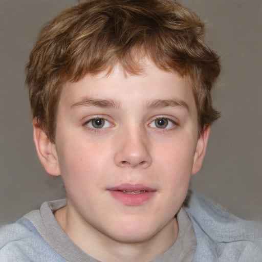 Neutral white child male with short  brown hair and blue eyes