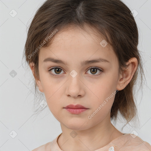 Neutral white child female with medium  brown hair and brown eyes