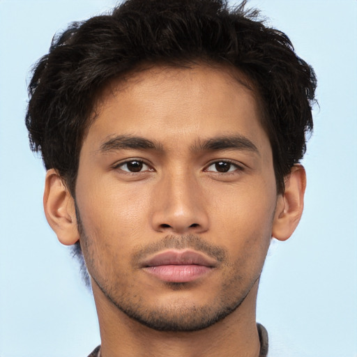 Neutral asian young-adult male with short  brown hair and brown eyes