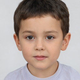 Neutral white child male with short  brown hair and brown eyes