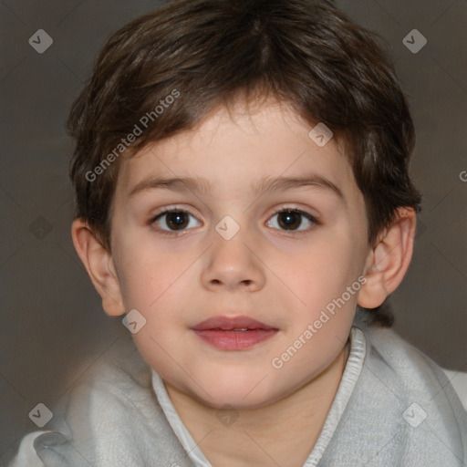 Neutral white child male with short  brown hair and brown eyes