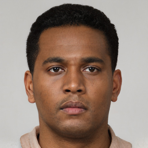 Neutral latino young-adult male with short  brown hair and brown eyes