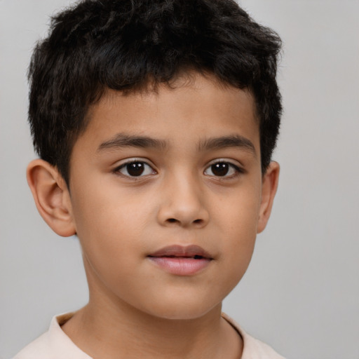 Neutral latino child male with short  brown hair and brown eyes