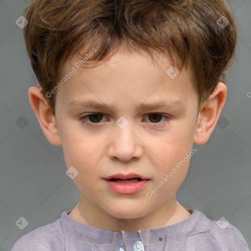 Neutral white child male with short  brown hair and brown eyes