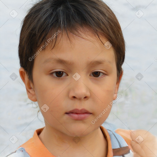 Neutral white child female with short  brown hair and brown eyes