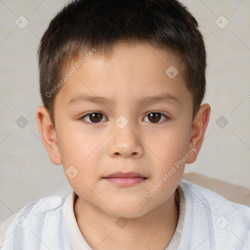 Neutral white child male with short  brown hair and brown eyes