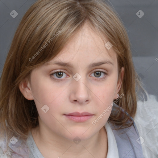 Neutral white child female with medium  brown hair and brown eyes